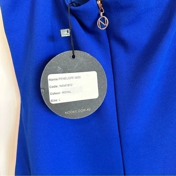 NWT NOOKIE designer cocktail party dress - penelope midi royal blue, L - Picture 4 of 7